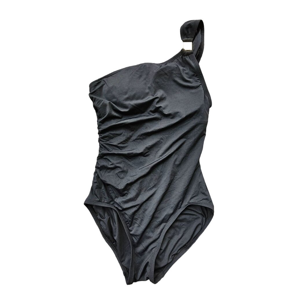 Michael Kors Women's Black One Shoulder One Piece Bathingsuit Swimsuit size 8
